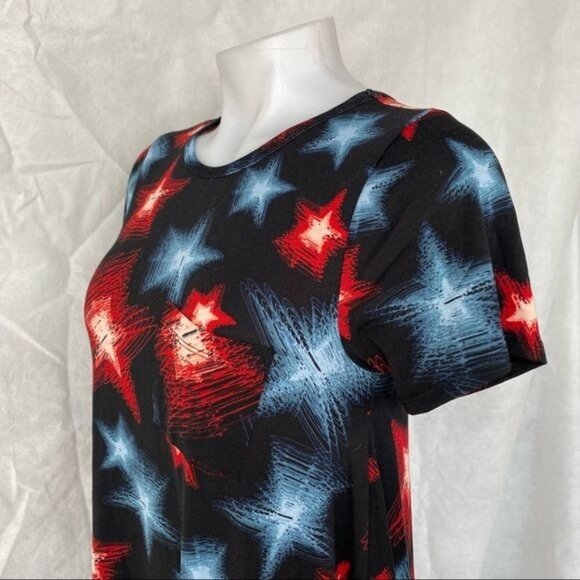 LulaRoe Star Dress Black Blue Red High Low T-shirt Dress - Picture 6 of 10